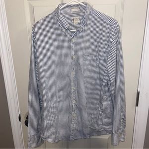 J. Crew Shirtings Large Tailored Fit mens button down white blue gray check.